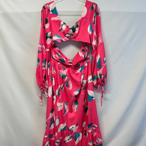 NWT Louise James Boutique Leaf Cutout Maxi Dress Size L - Picture 2 of 8